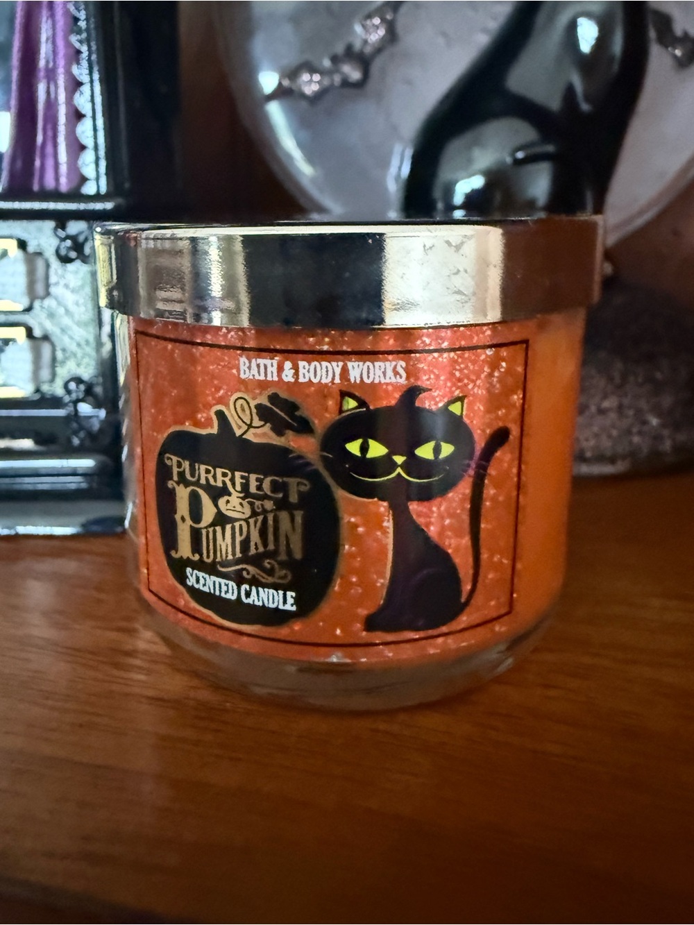 Bath & Body Works “Purrfect Pumpkin” mini candle Halloween single wick